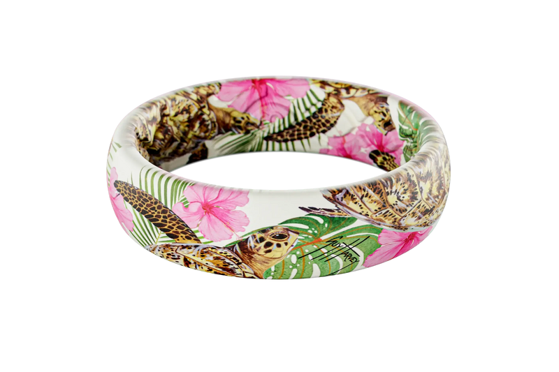 Guy Harvey Pink Hibiscus Turtle Thin Ring